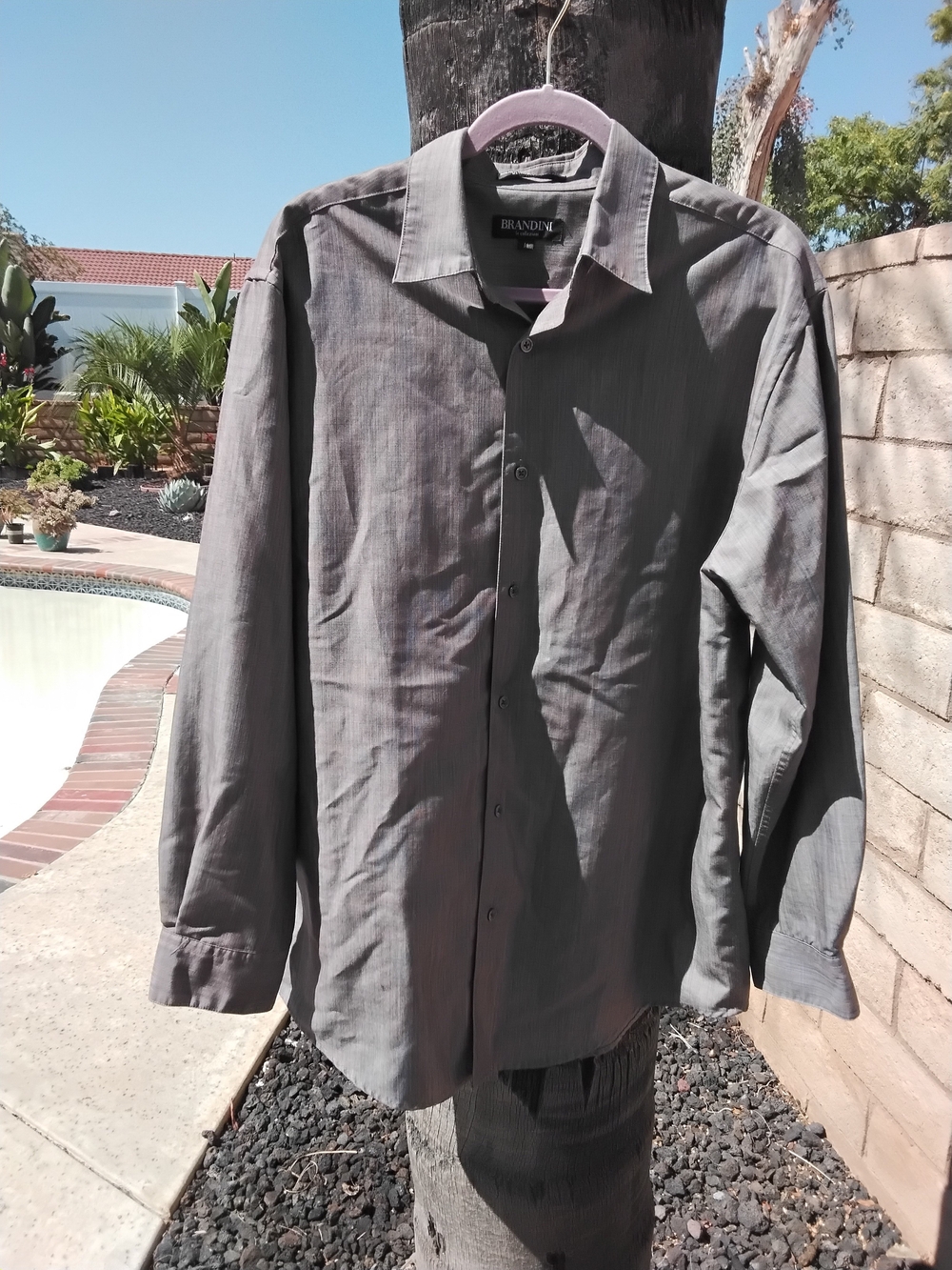 BRANDINI Men's Gray Button-Up Dress Shirt